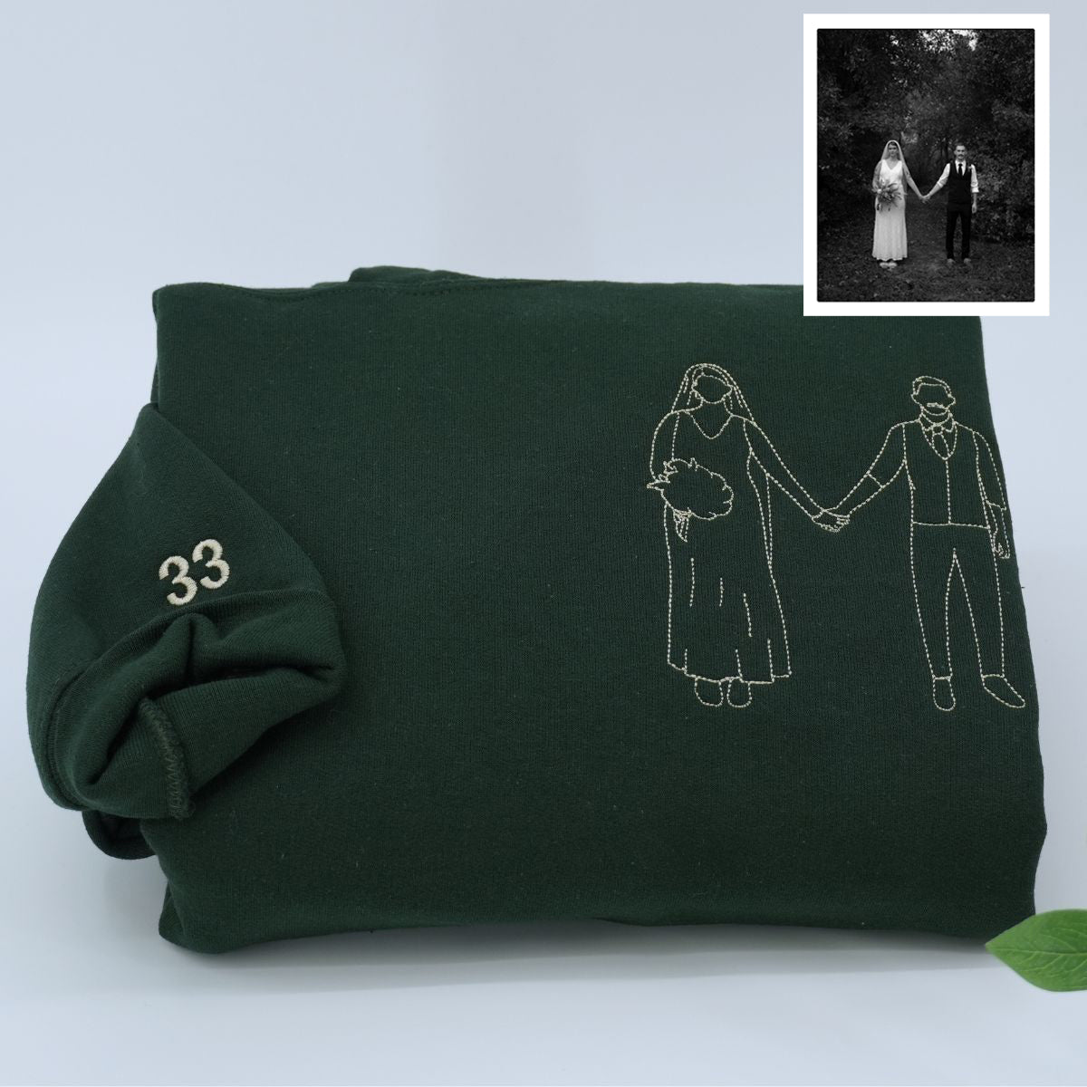 Custom Embroidered Wedding Portrait Sweatshirts & Hoodies – Personalized Photo Couple & Engagement Gift