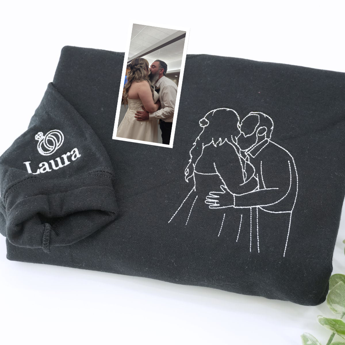 Custom Embroidered Wedding Portrait Sweatshirts & Hoodies – Personalized Photo Couple & Engagement Gift