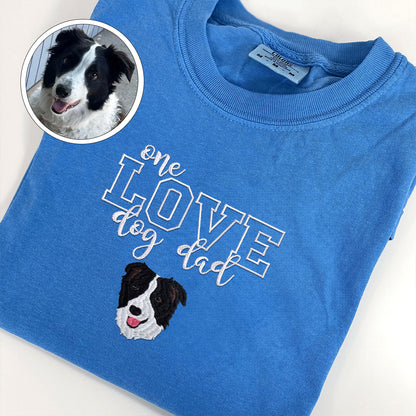 Custom Embroidered One Love Dog Dad T-Shirt