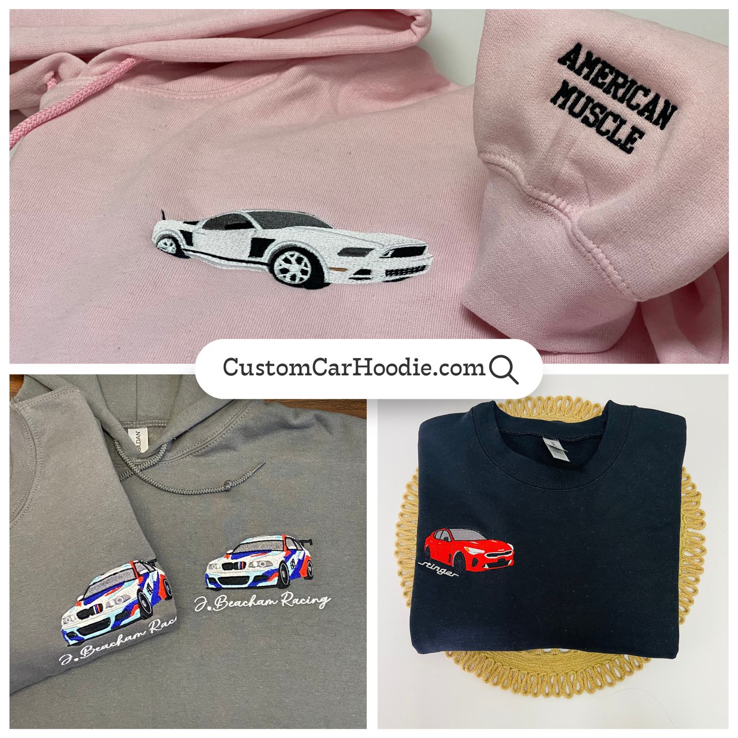 Personalized Car Embroidered Hoodie from Your Photo