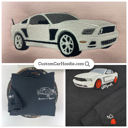 Personalized Car Embroidered Hoodie from Your Photo