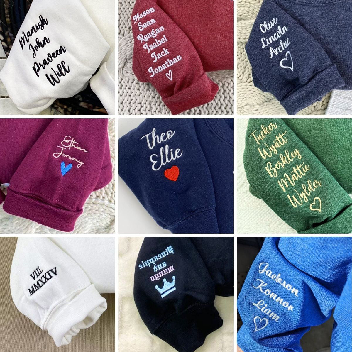 Custom Embroidered Best Friends Sweatshirt Hoodie with Photo & Name on Sleeve