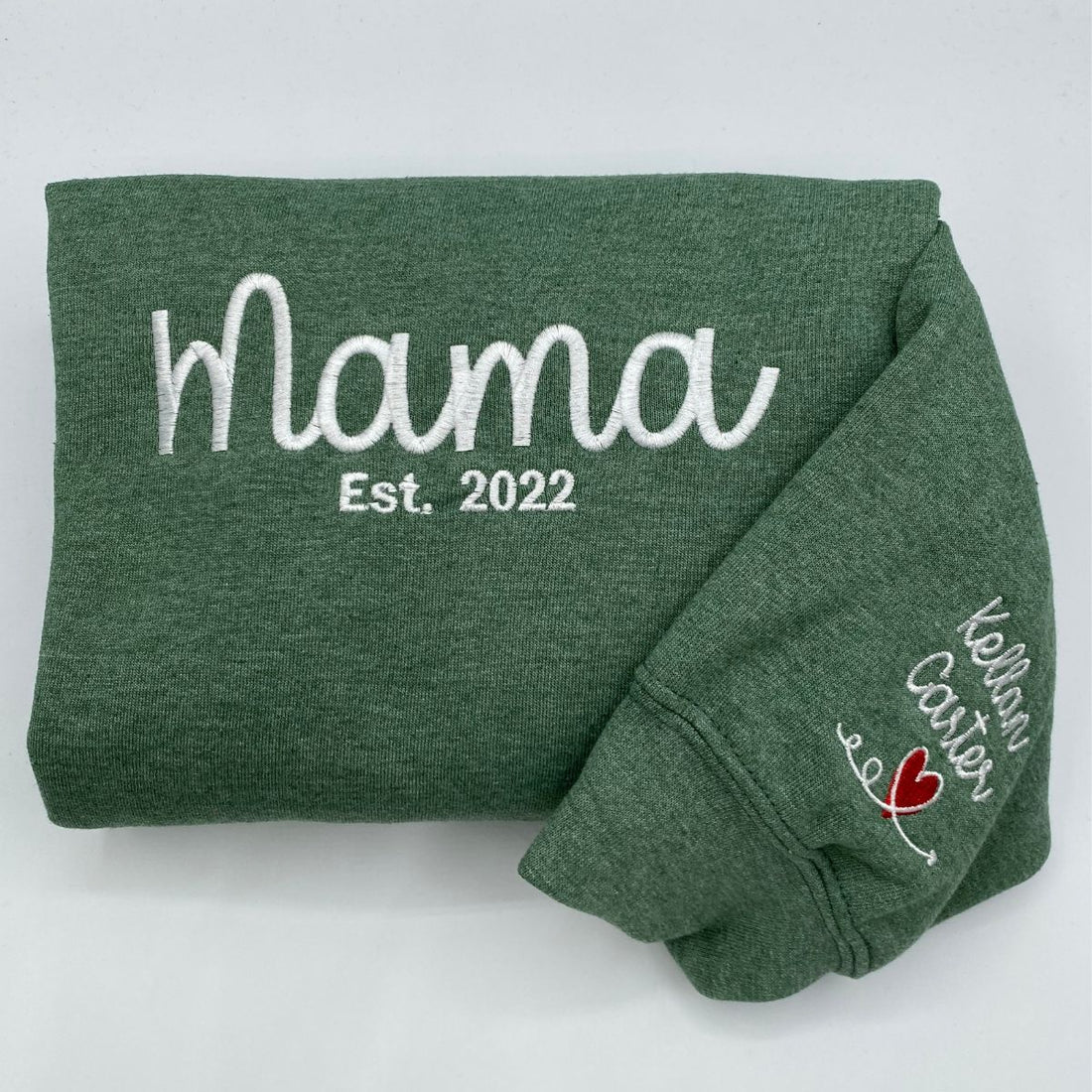 Custom Embroidered Mom Sweatshirt & Hoodie with Kids Names on Sleeve - Mother’s Day Gift