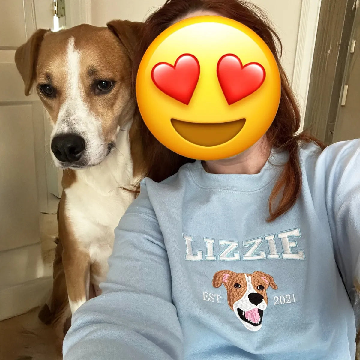 【GRAVER】22FW★ SmallFlower BearFace Embroidery Smile Sweat Custom Embroidered Sweatshirt, Varsity Style Dog Face for