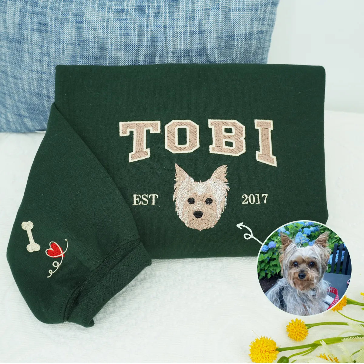 Personalized Varsity Dog Embroidered Hoodie with Dog Name