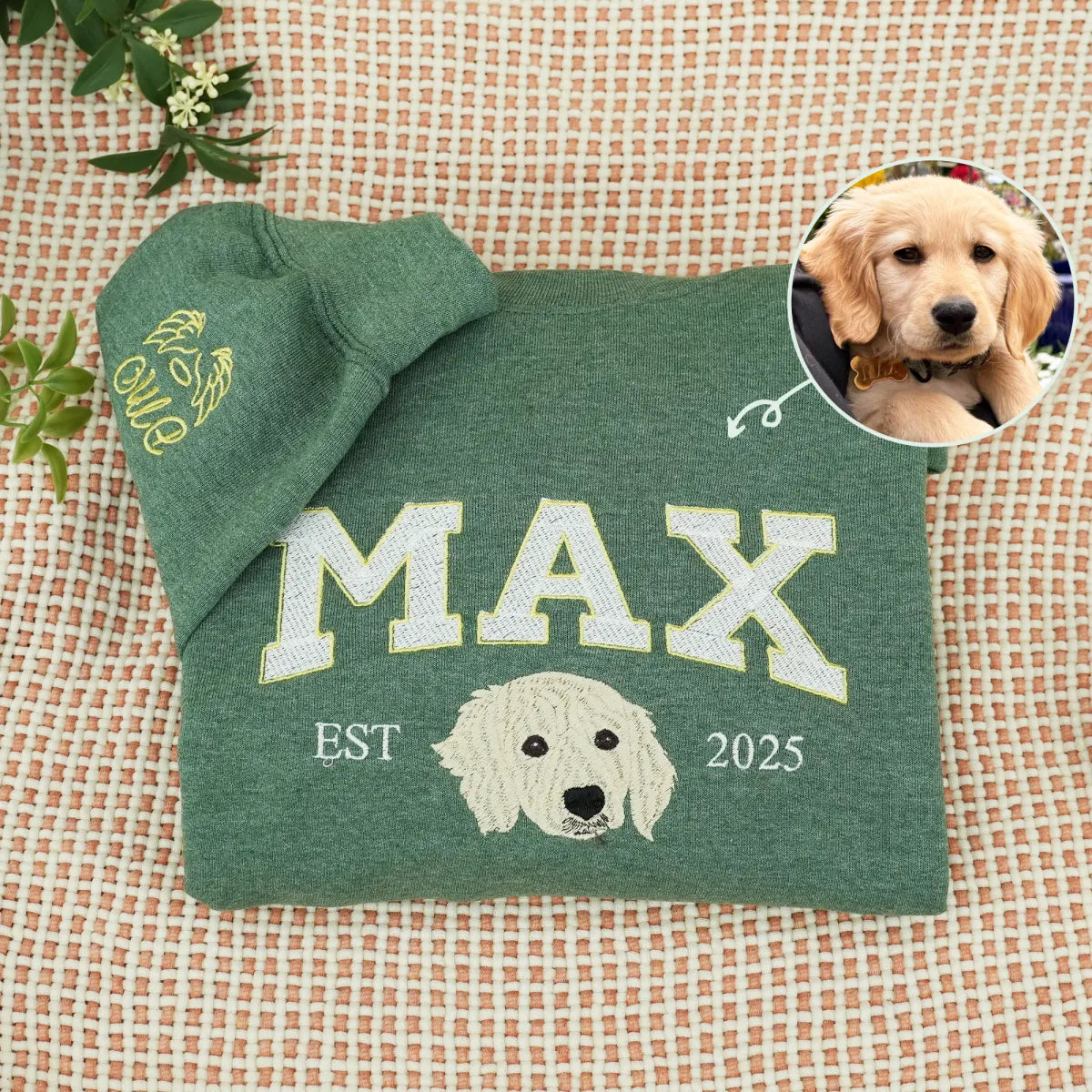 Personalized Varsity Dog Embroidered Hoodie with Dog Name