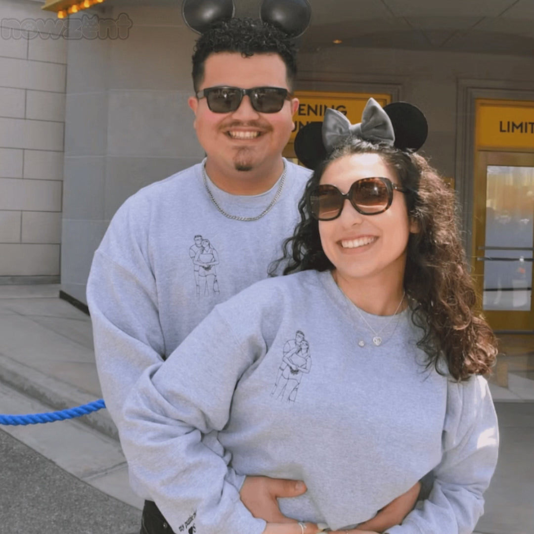 Custom Embroidered Wedding Portrait Sweatshirts & Hoodies – Personalized Photo Couple & Engagement Gift