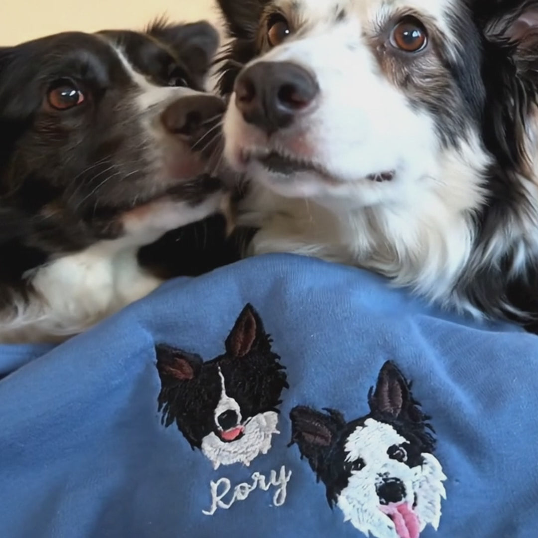 Custom Dog Portrait Embroidered Hoodie Using Dog Photo